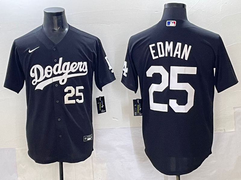 Men Los Angeles Dodgers #25 Edman black Nike MLB jersey style 2->los angeles dodgers->MLB Jersey